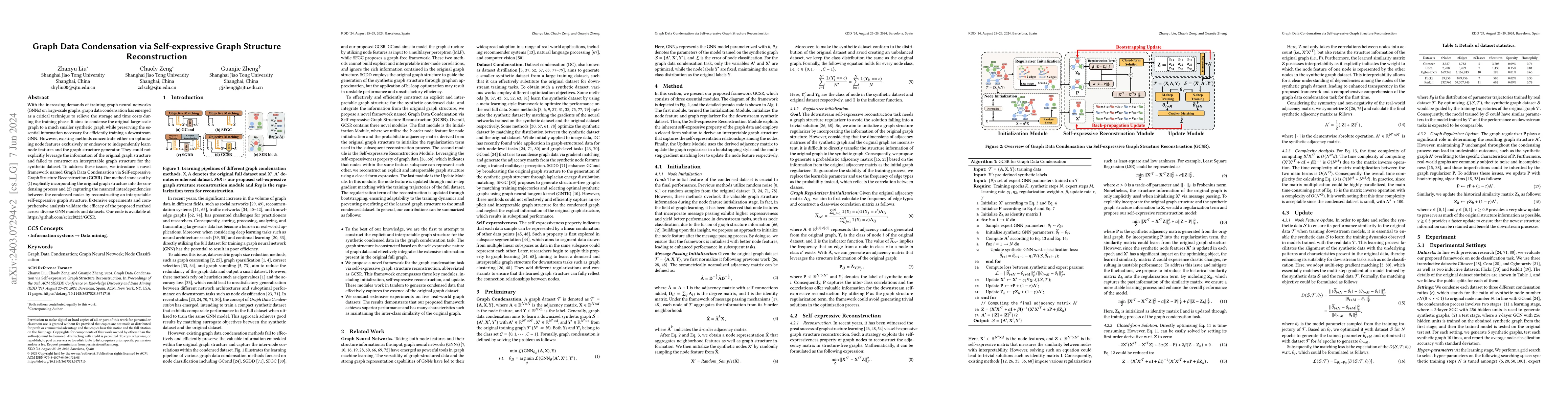 Thumbnail for Graph Data Condensation via Self-expressive Graph Structure
  Reconstruction