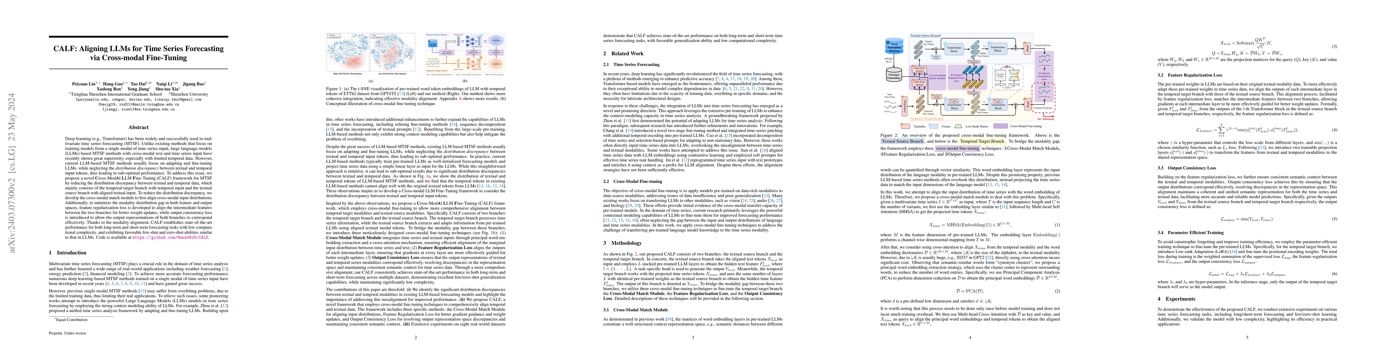 Thumbnail for CALF: Aligning LLMs for Time Series Forecasting via Cross-modal
  Fine-Tuning