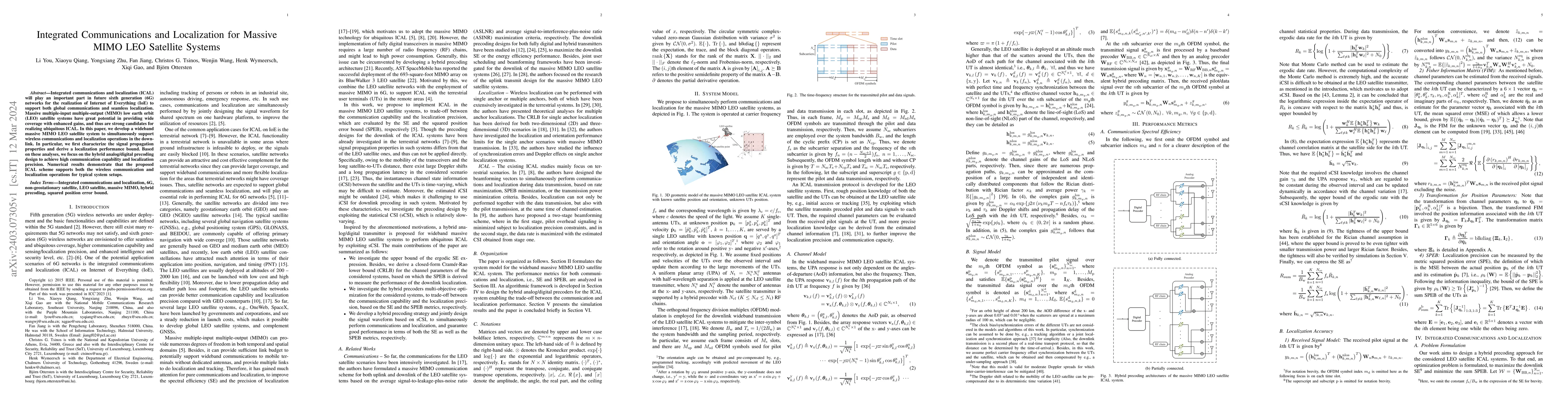 Thumbnail for Integrated Communications and Localization for Massive MIMO LEO
  Satellite Systems