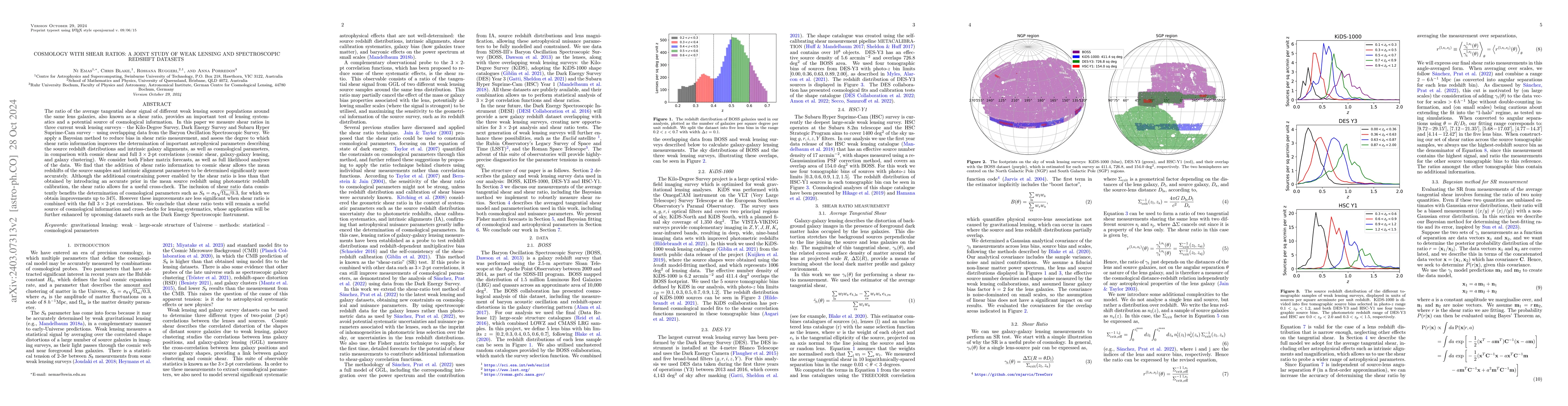 Thumbnail for Cosmology with shear ratios: a joint study of weak lensing and
  spectroscopic redshift datasets