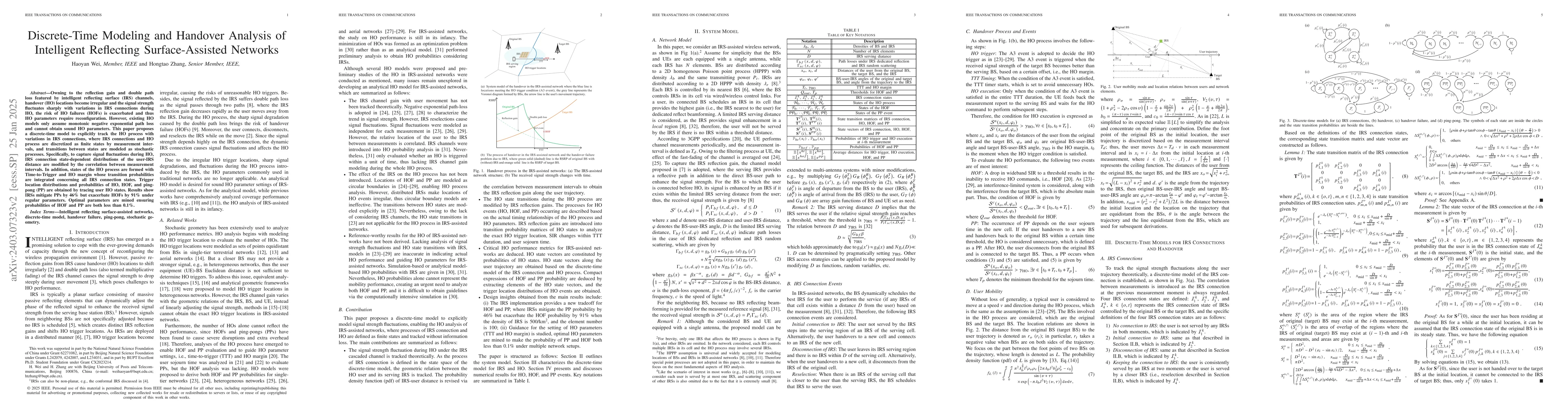 Thumbnail for Discrete-Time Modeling and Handover Analysis of Intelligent Reflecting
  Surface-Assisted Networks