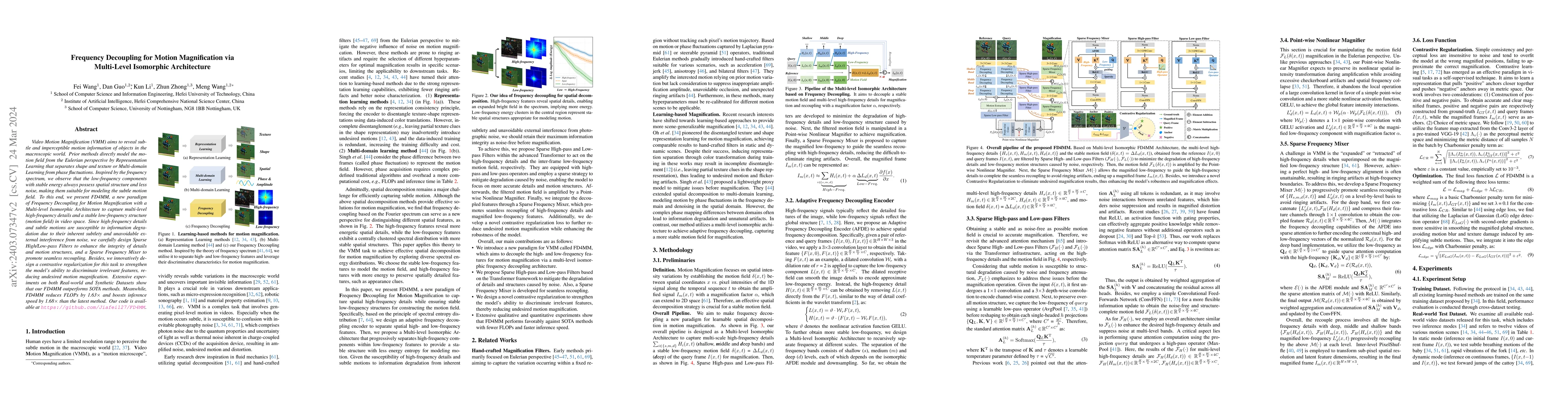 Thumbnail for Frequency Decoupling for Motion Magnification via Multi-Level Isomorphic
  Architecture