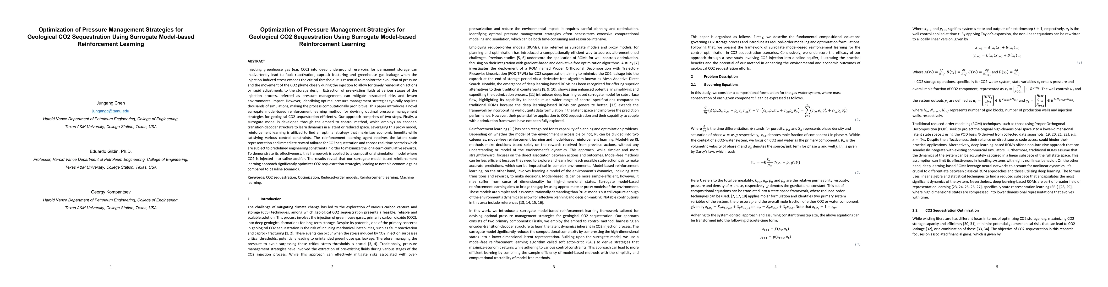 Thumbnail for Optimization of Pressure Management Strategies for Geological CO2
  Sequestration Using Surrogate Model-based Reinforcement Learning