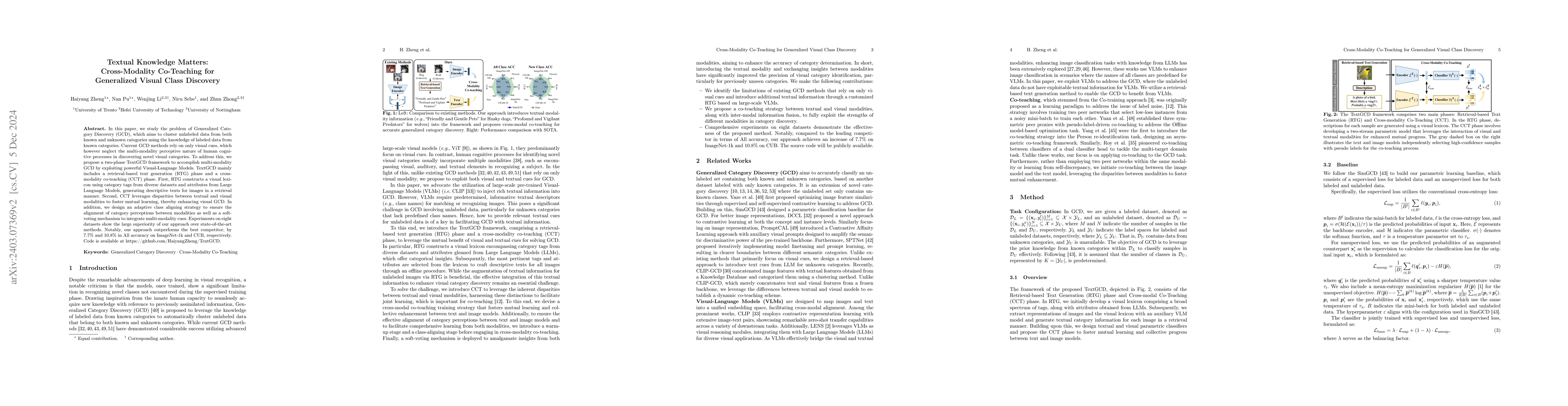 Thumbnail for Textual Knowledge Matters: Cross-Modality Co-Teaching for Generalized
  Visual Class Discovery
