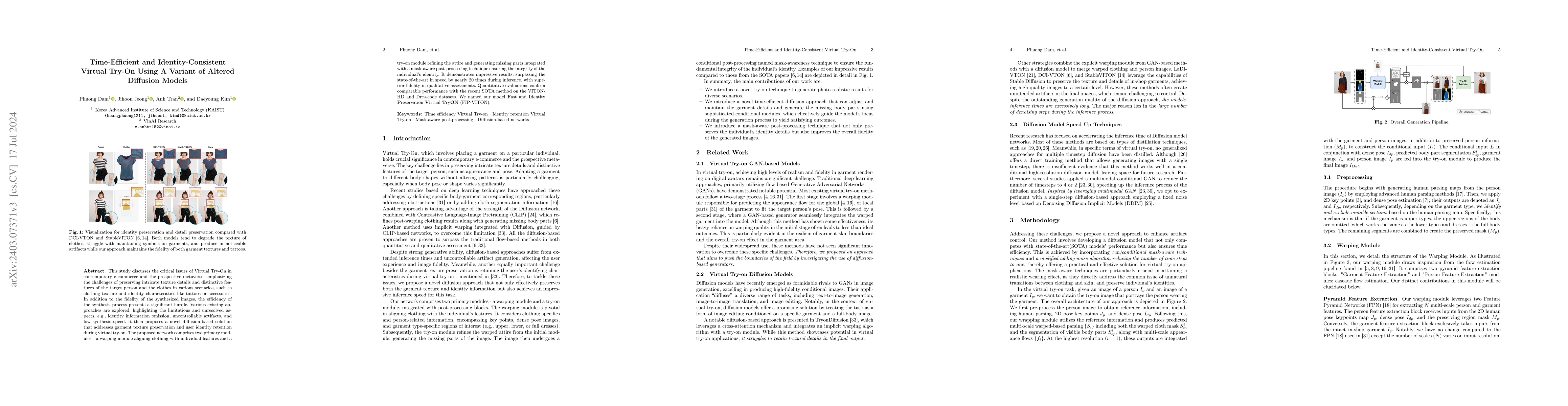 Thumbnail for Time-Efficient and Identity-Consistent Virtual Try-On Using A Variant of
  Altered Diffusion Models