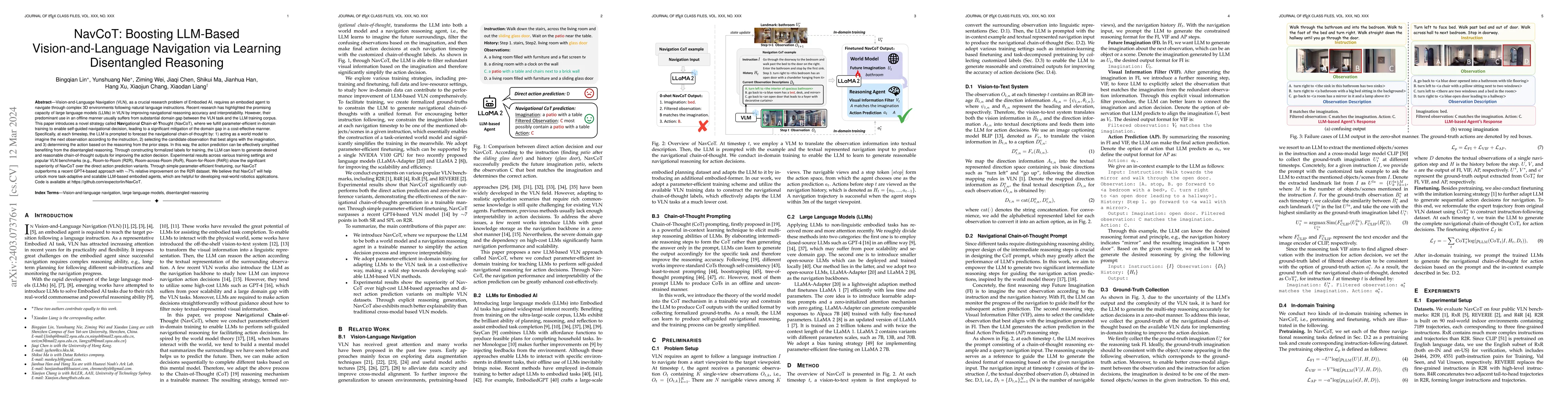 Thumbnail for NavCoT: Boosting LLM-Based Vision-and-Language Navigation via Learning
  Disentangled Reasoning
