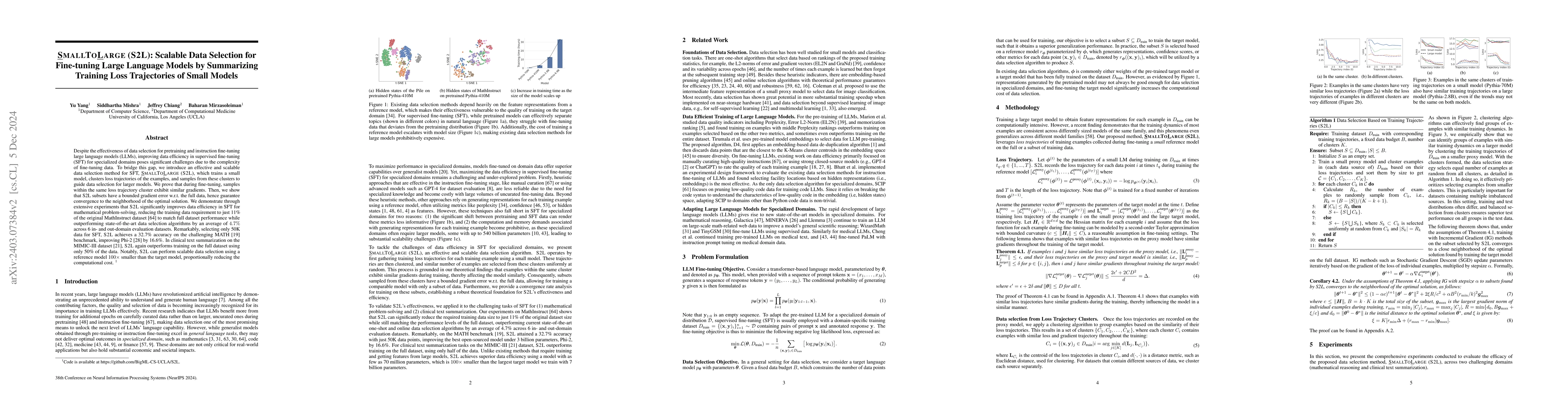 Thumbnail for SmallToLarge (S2L): Scalable Data Selection for Fine-tuning Large
  Language Models by Summarizing Training Trajectories of Small Models