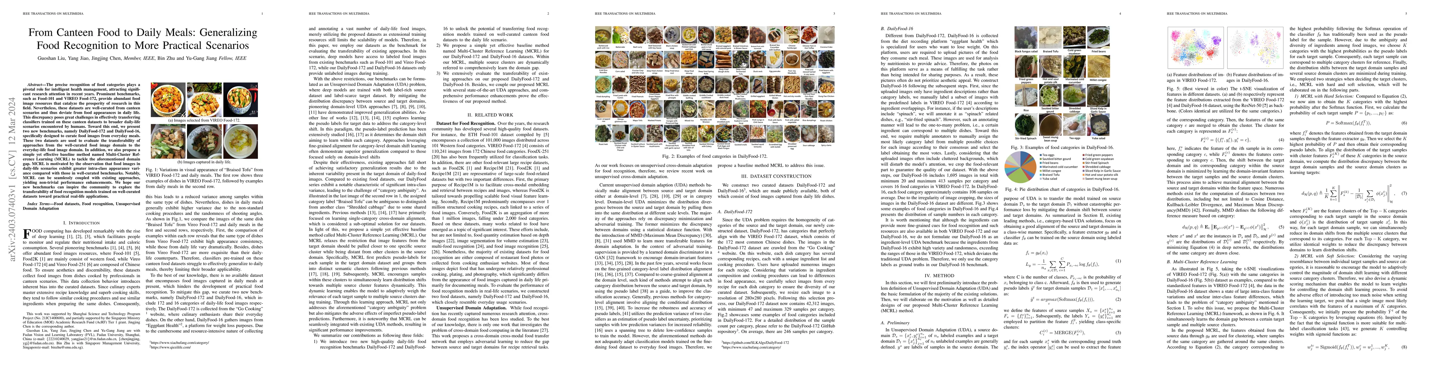 Thumbnail for From Canteen Food to Daily Meals: Generalizing Food Recognition to More
  Practical Scenarios