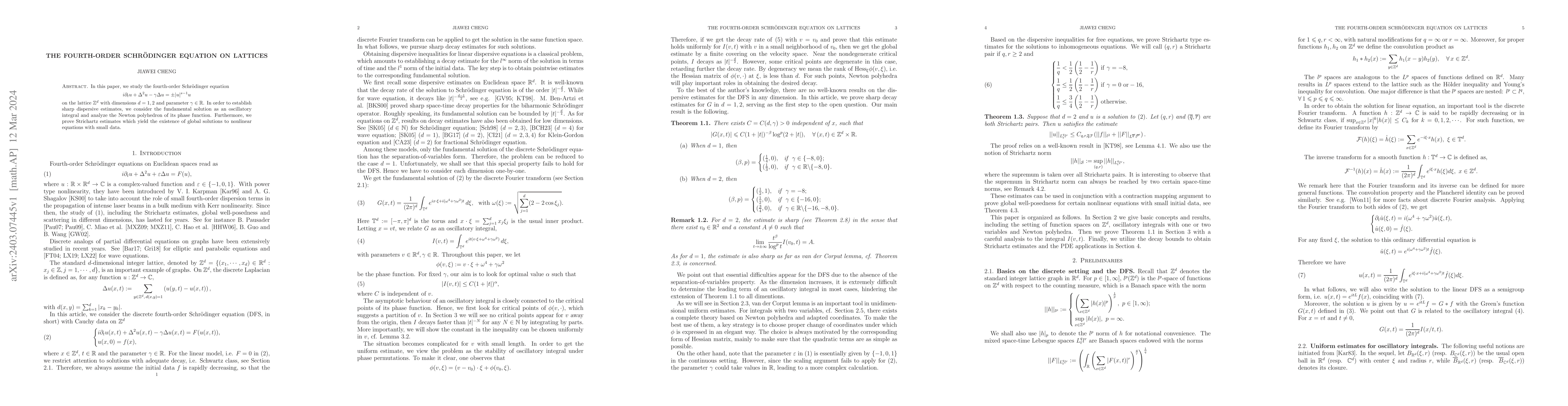Thumbnail for The fourth-order Schr\"{o}dinger equation on lattices