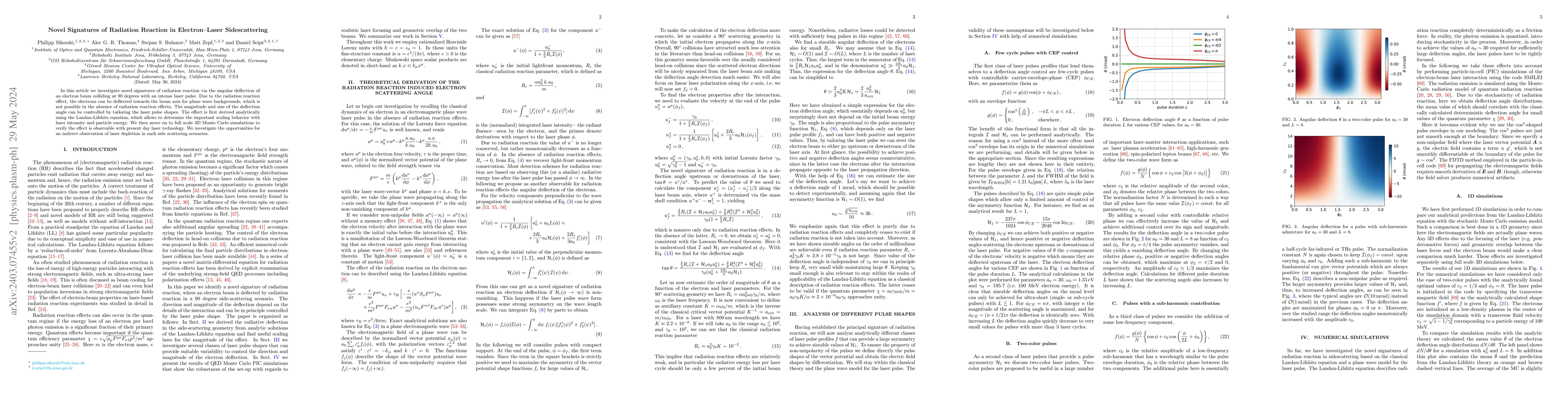 Thumbnail for Novel Signatures of Radiation Reaction in Electron-Laser Sidescattering