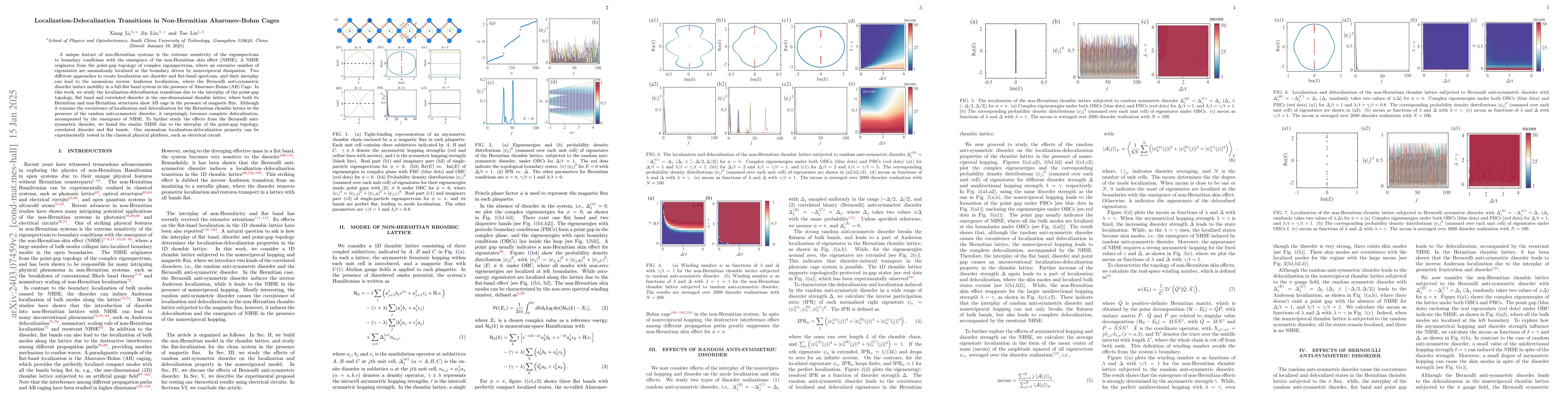 Thumbnail for Localization-Delocalization Transitions in Non-Hermitian Aharonov-Bohm
  Cages