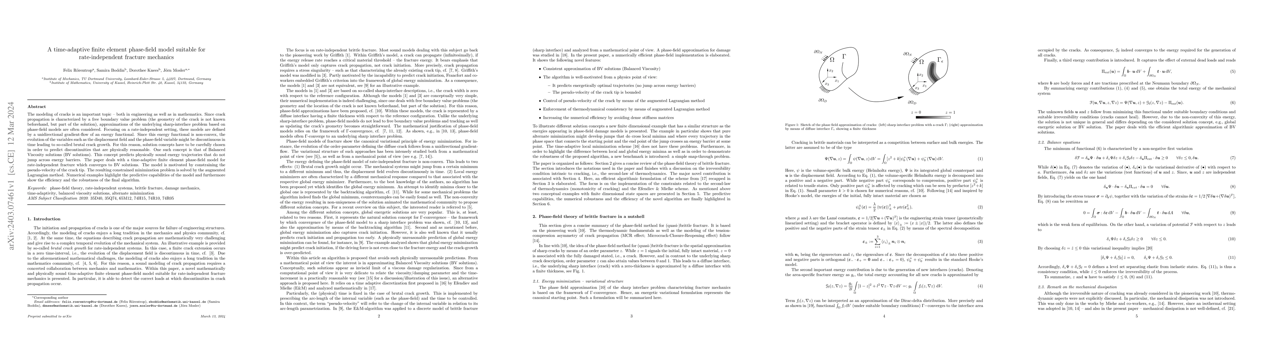 Thumbnail for A time-adaptive finite element phase-field model suitable for
  rate-independent fracture mechanics