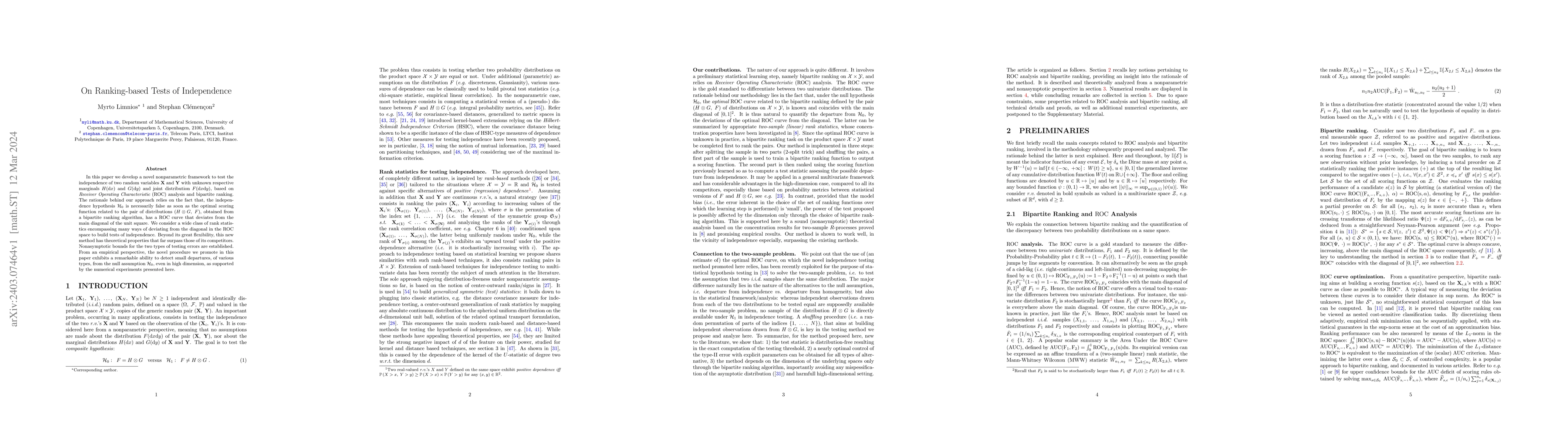 Thumbnail for On Ranking-based Tests of Independence