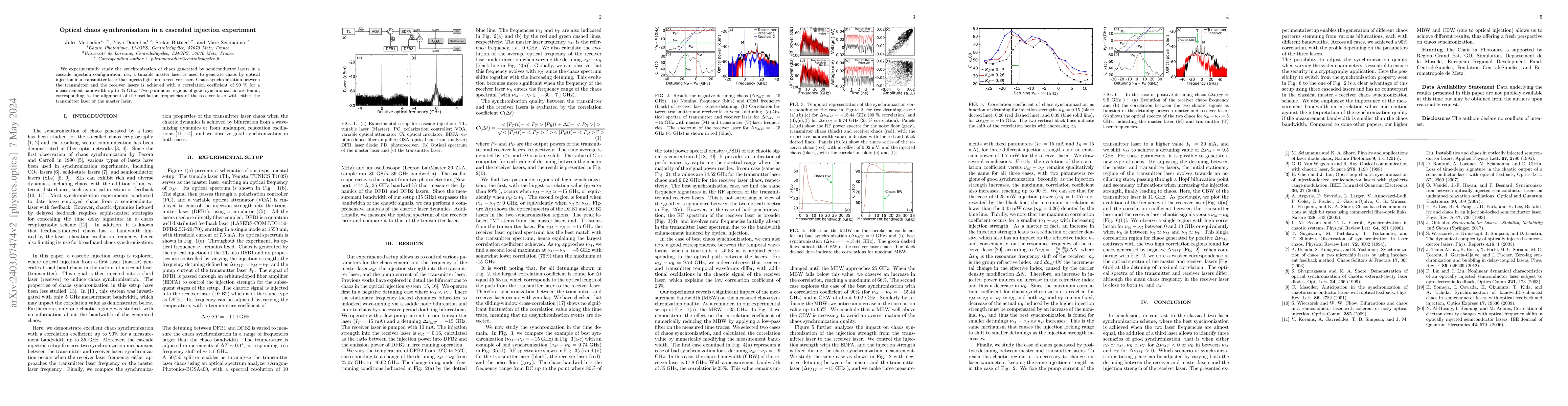 Thumbnail for Optical chaos synchronisation in a cascaded injection experiment