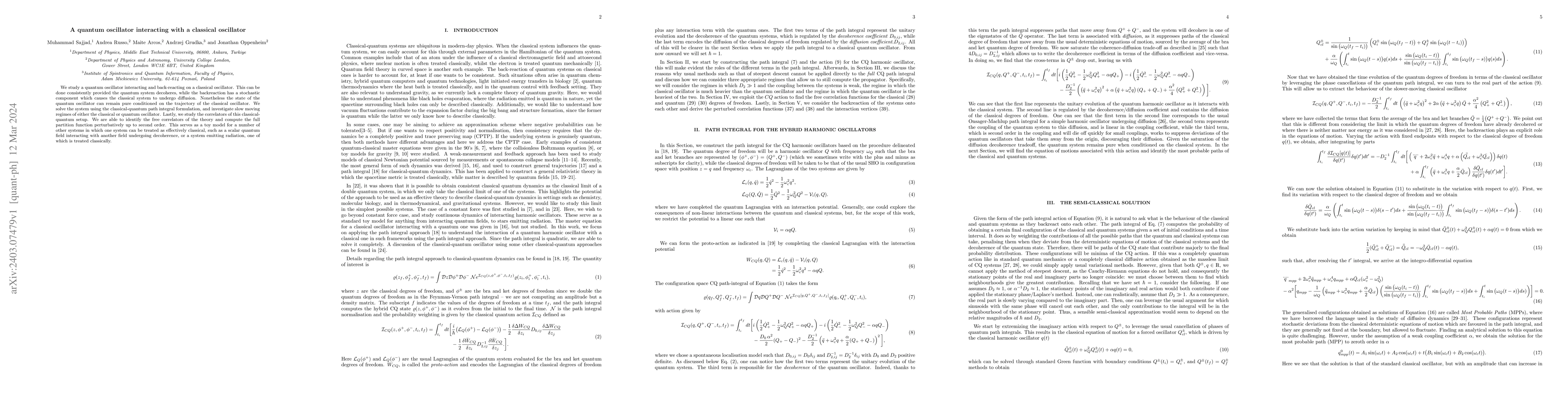 Thumbnail for A quantum oscillator interacting with a classical oscillator