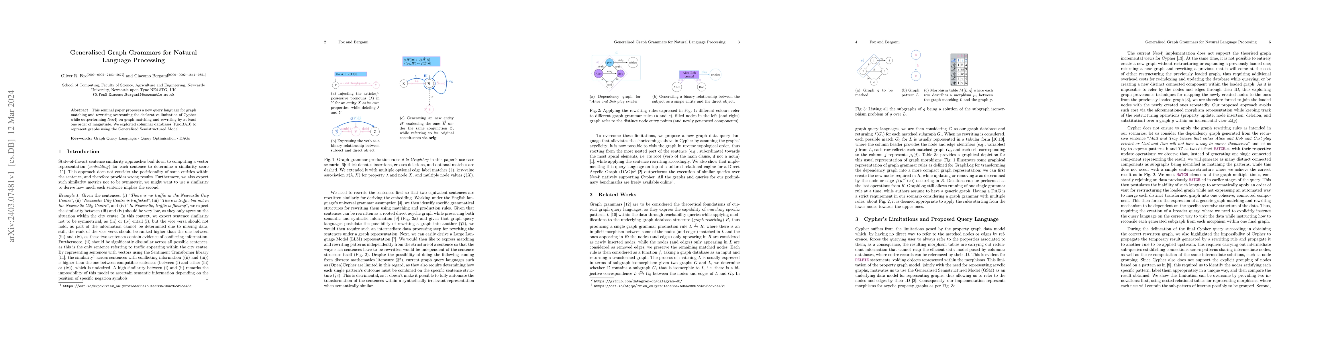 Thumbnail for Generalised Graph Grammars for Natural Language Processing