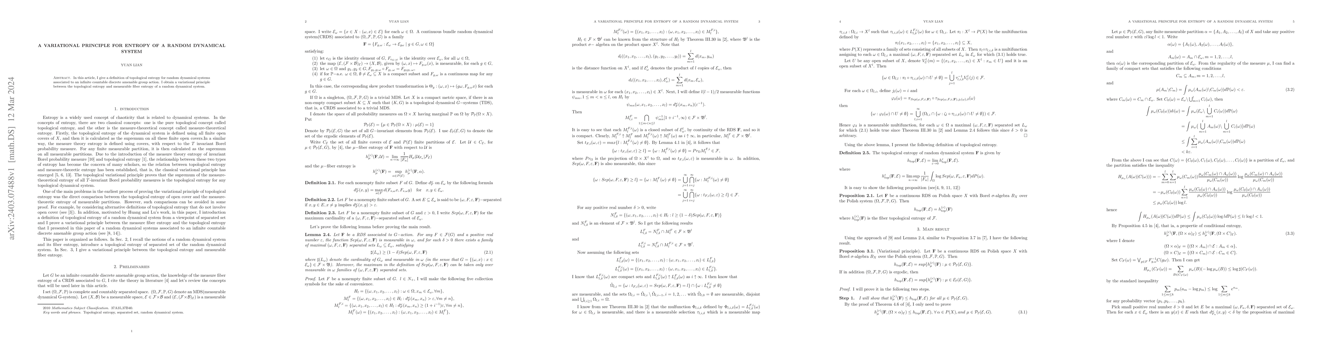 Thumbnail for A variational principle for entropy of a random dynamical system