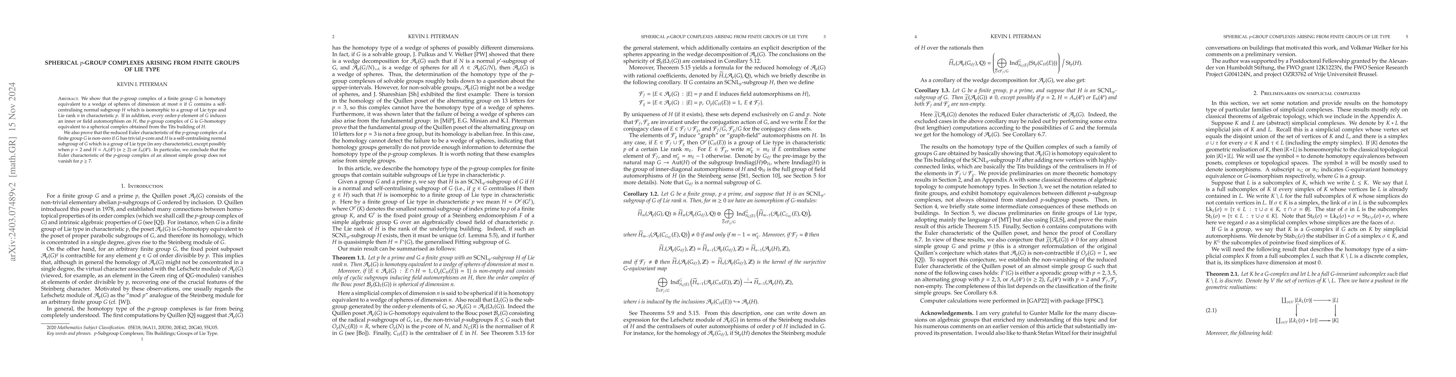 Thumbnail for Spherical $p$-group complexes arising from finite groups of Lie type
