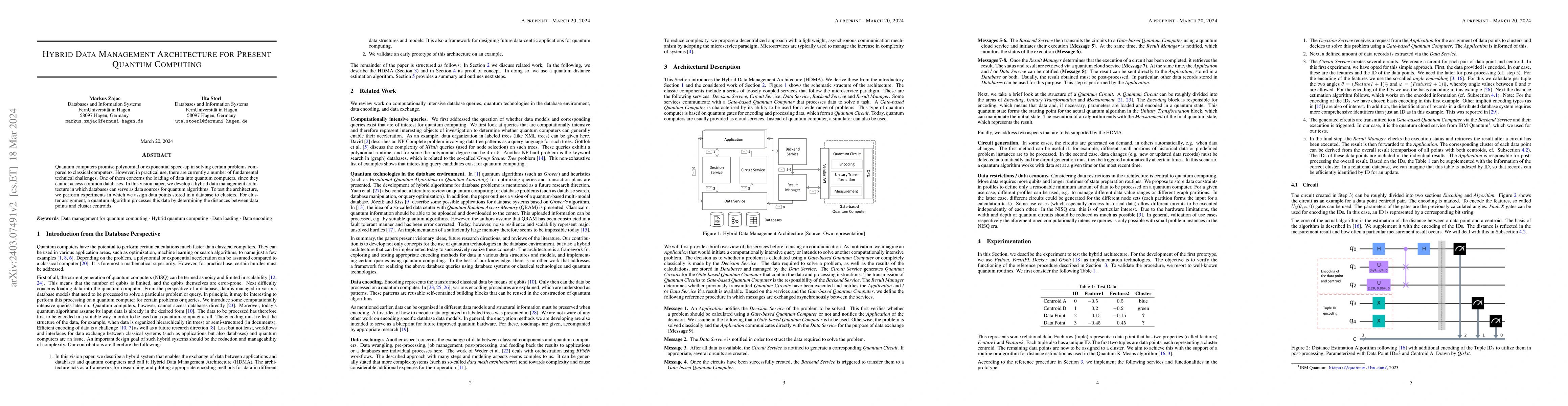 Thumbnail for Hybrid Data Management Architecture for Present Quantum Computing