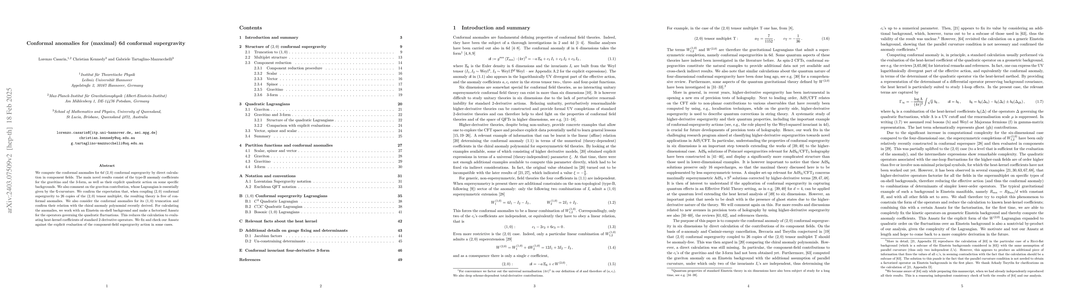 Thumbnail for Conformal anomalies for (maximal) 6d conformal supergravity
