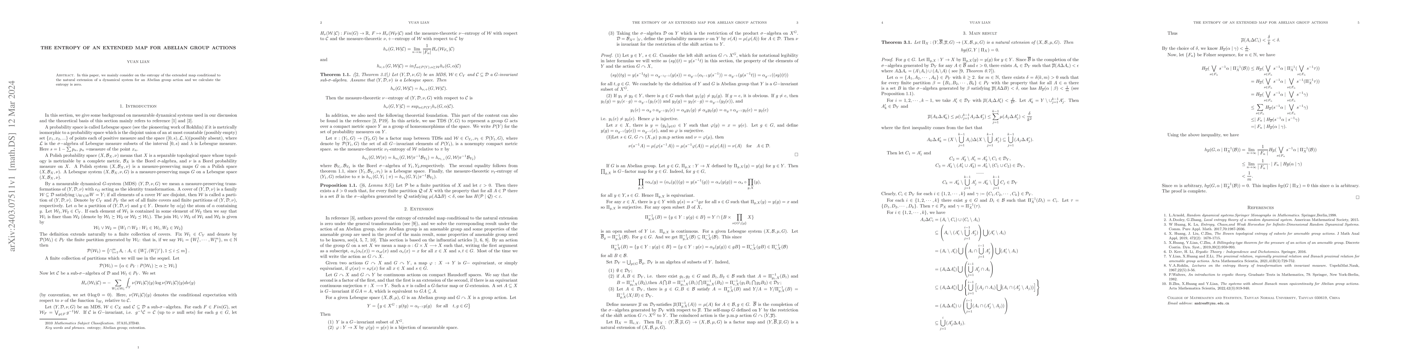 Thumbnail for The entropy of an extended map for abelian group actions