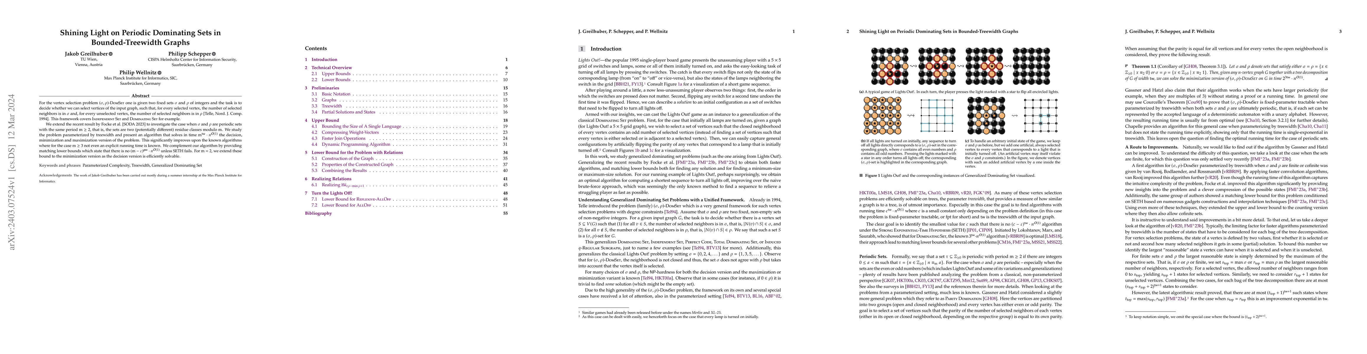 Thumbnail for Shining Light on Periodic Dominating Sets in Bounded-Treewidth Graphs