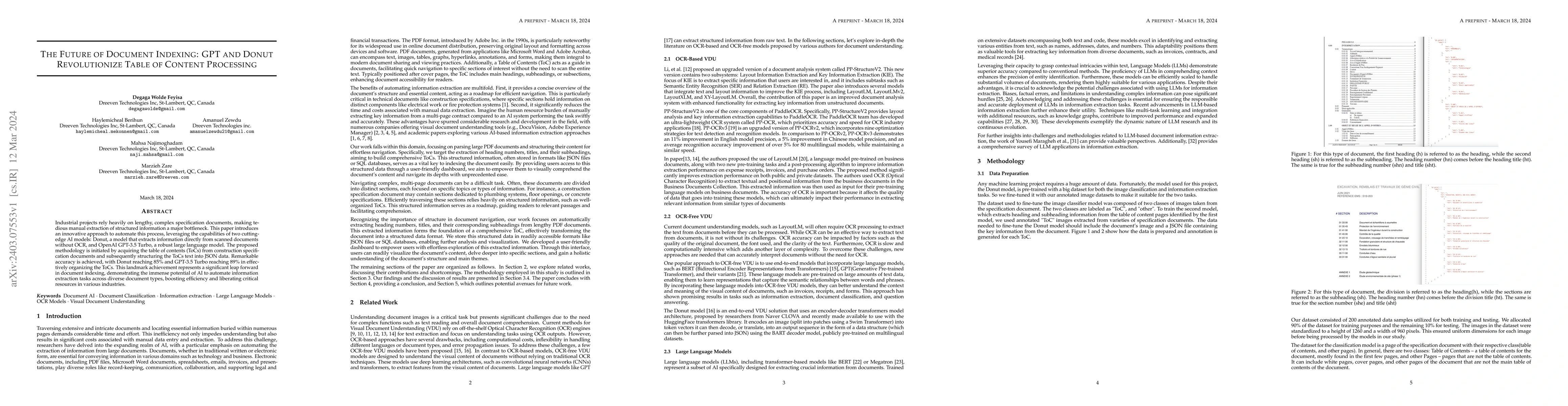 Thumbnail for The future of document indexing: GPT and Donut revolutionize table of
  content processing