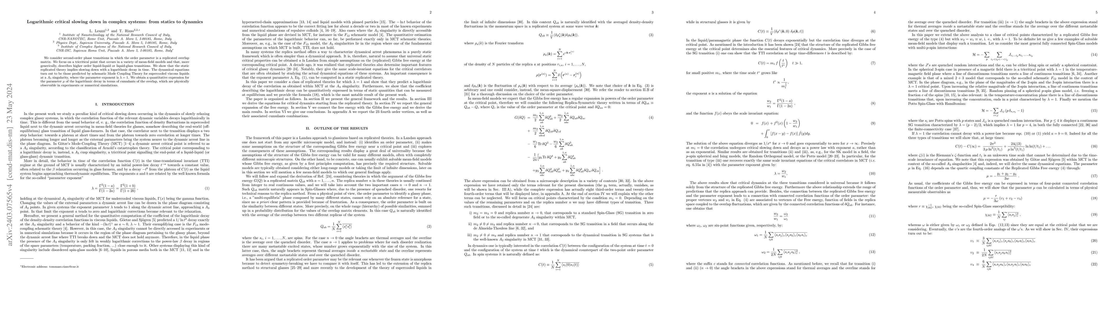 Thumbnail for Logarithmic critical slowing down in complex systems: from statics to
  dynamics