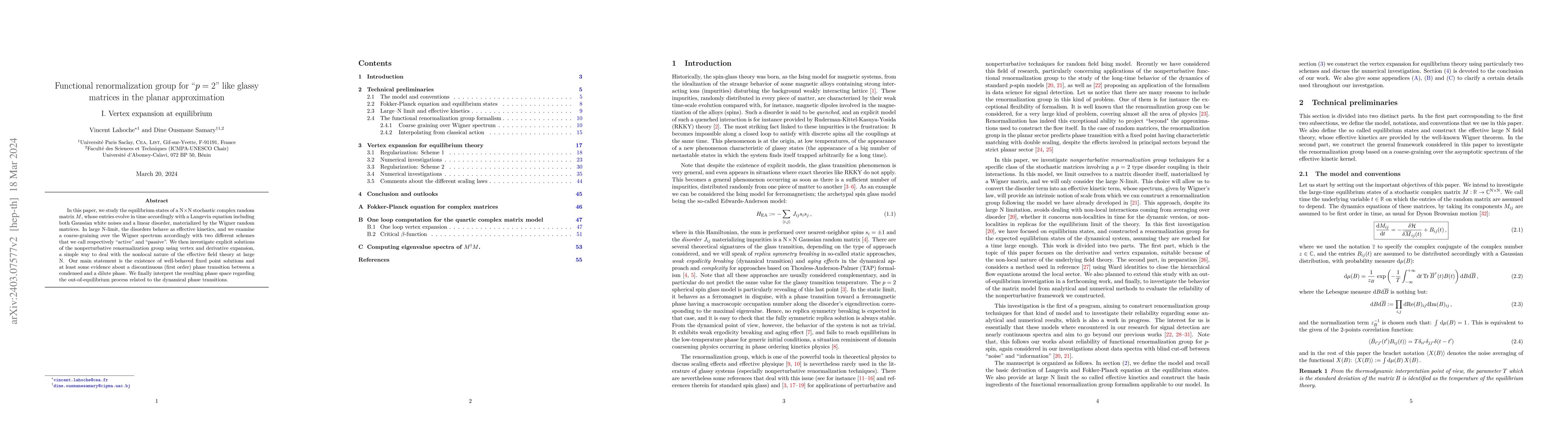 Thumbnail for Functional renormalization group for p=2 like glassy matrices in the
  planar approximation: I. Vertex expansion at equilibrium