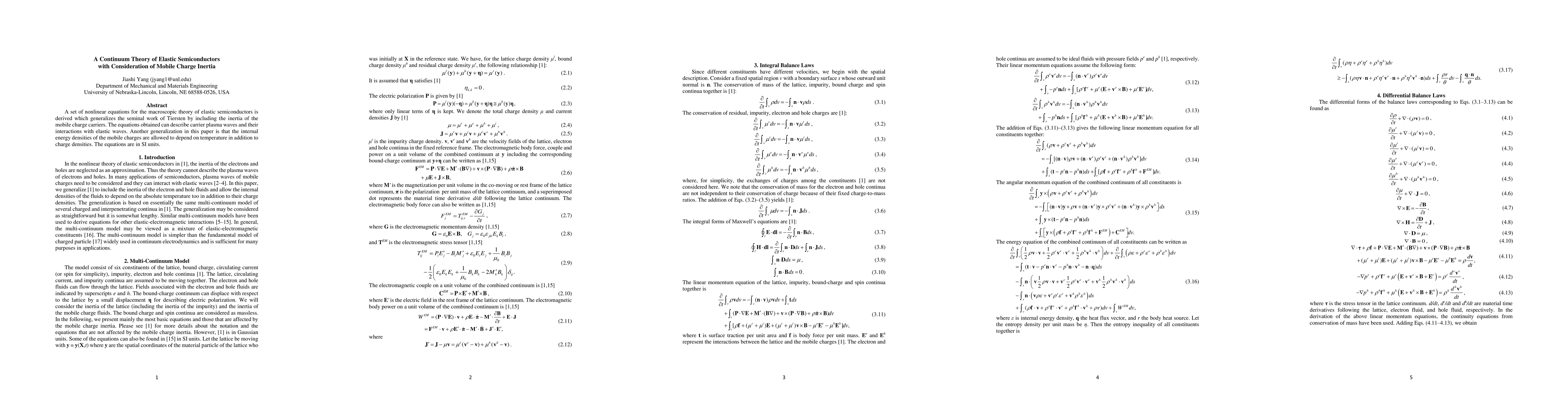 Thumbnail for A Continuum Theory of Elastic Semiconductors with Consideration of
  Mobile Charge Inertia