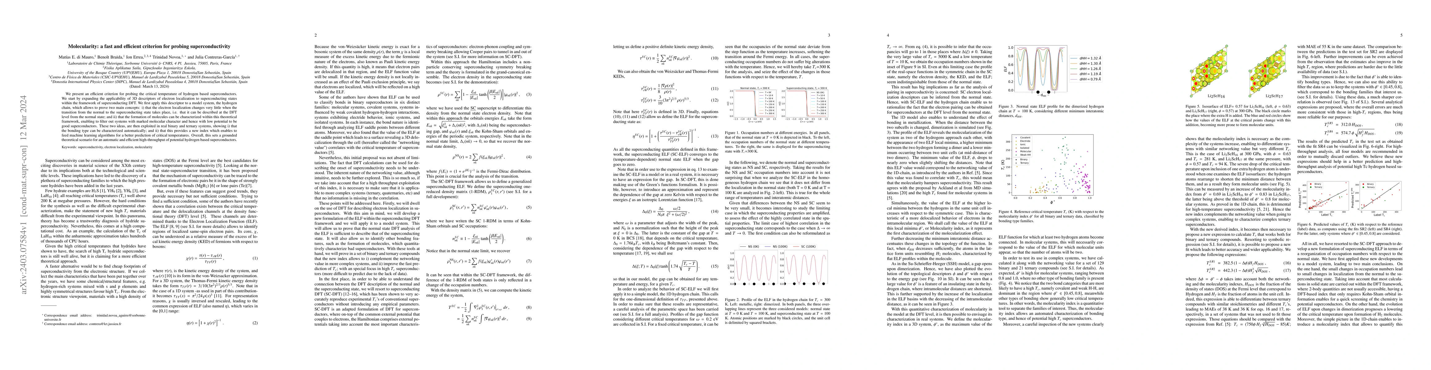 Thumbnail for Molecularity: a fast and efficient criterion for probing
  superconductivity