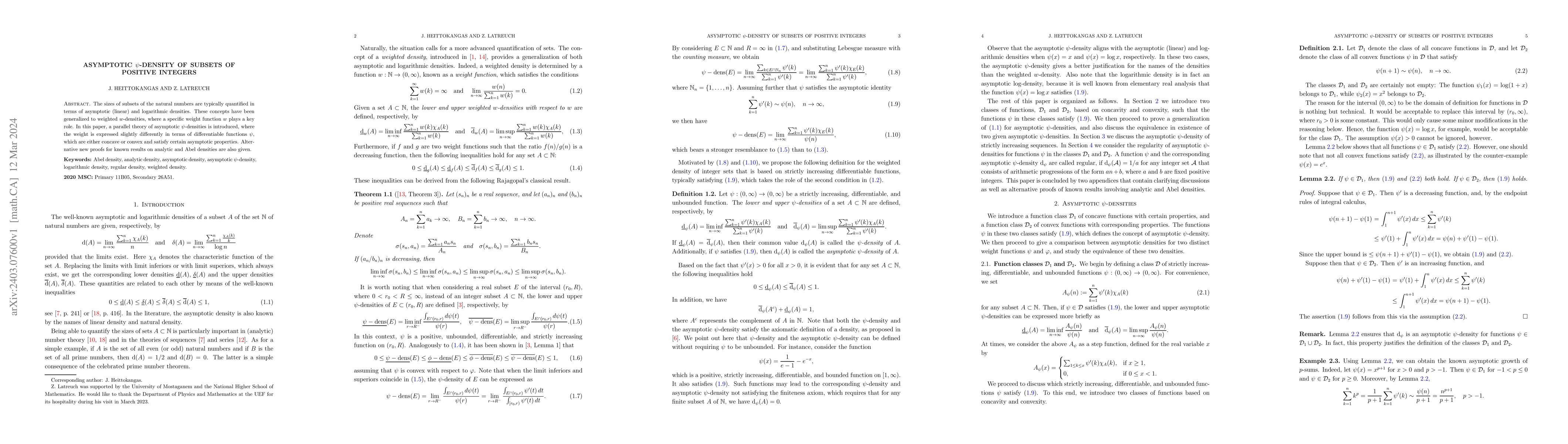 Thumbnail for Asymptotic $\psi$-densities of subsets of natural numbers