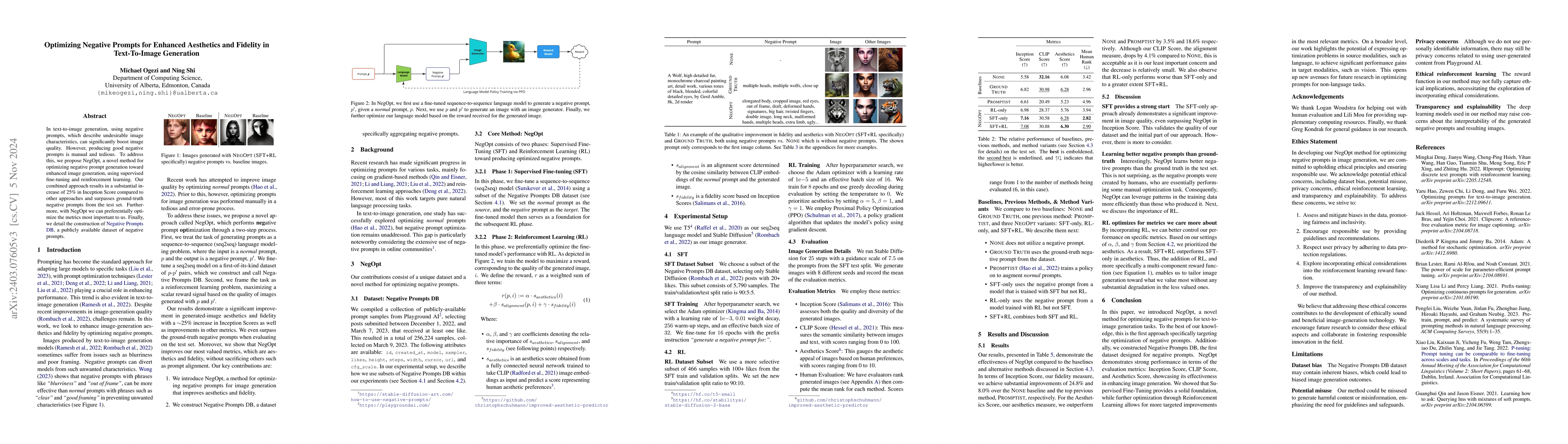 Thumbnail for Optimizing Negative Prompts for Enhanced Aesthetics and Fidelity in
  Text-To-Image Generation