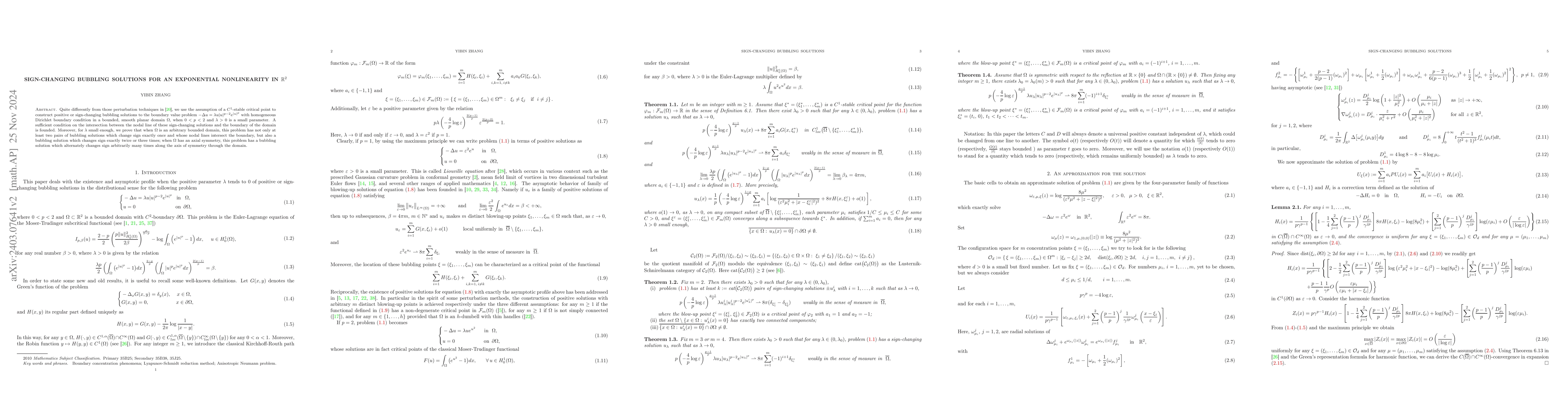 Thumbnail for Sign-changing bubbling solutions for an exponential nonlinearity in
  $\mathbb{R}^2$