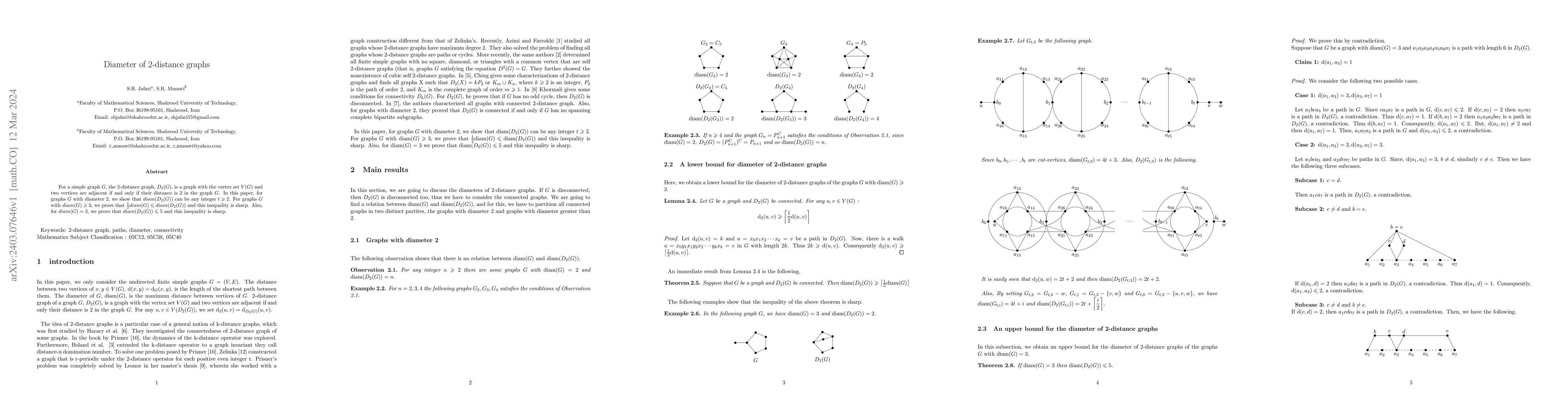 Thumbnail for Diameter of 2-distance graphs