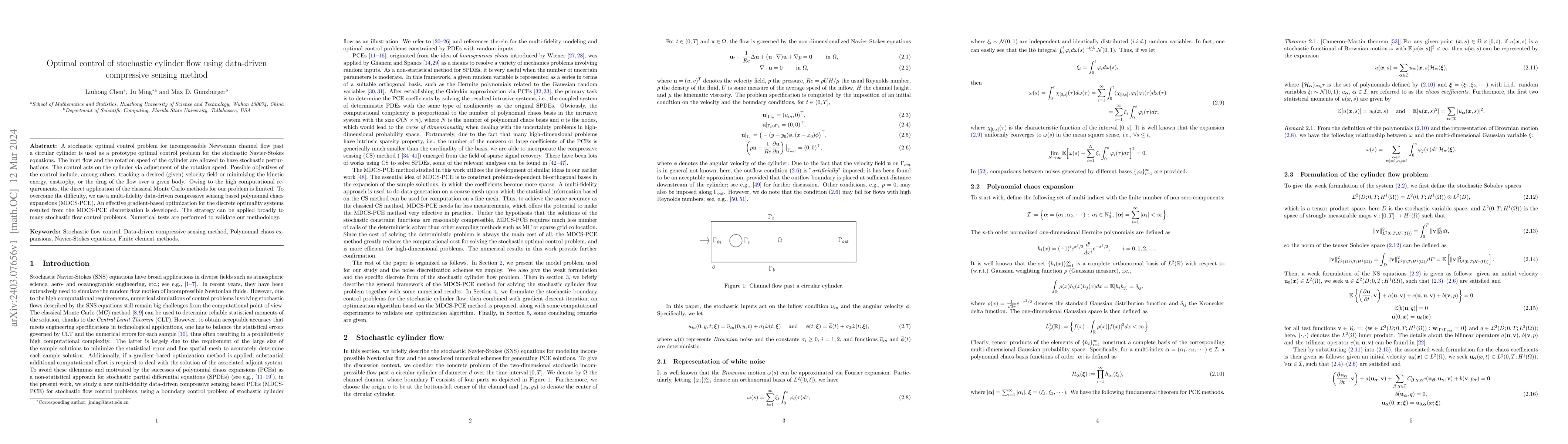 Thumbnail for Optimal control of stochastic cylinder flow using data-driven
  compressive sensing method