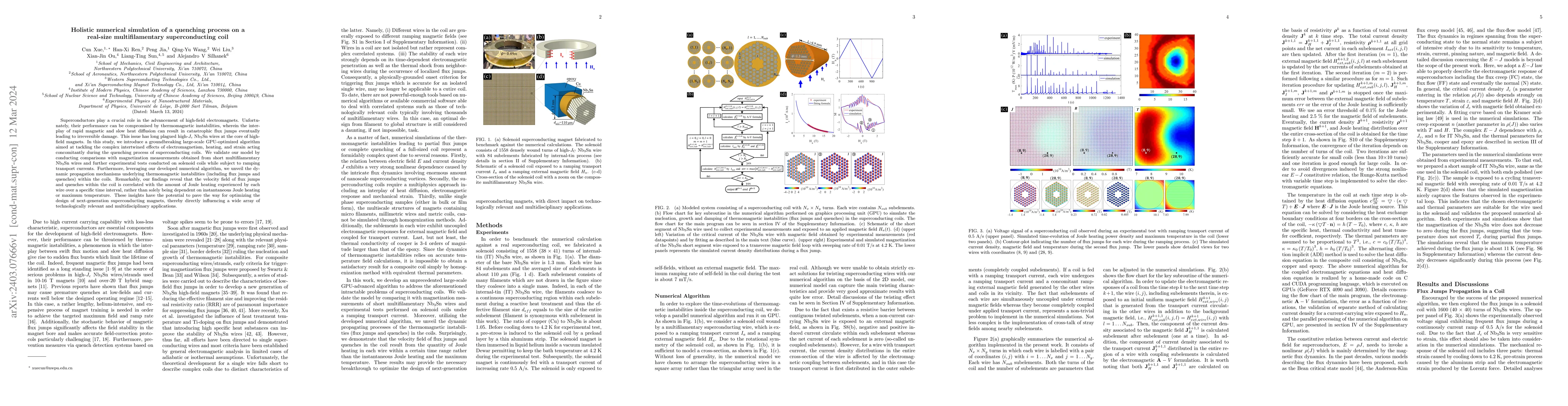 Thumbnail for Holistic numerical simulation of a quenching process on a real-size
  multifilamentary superconducting coil
