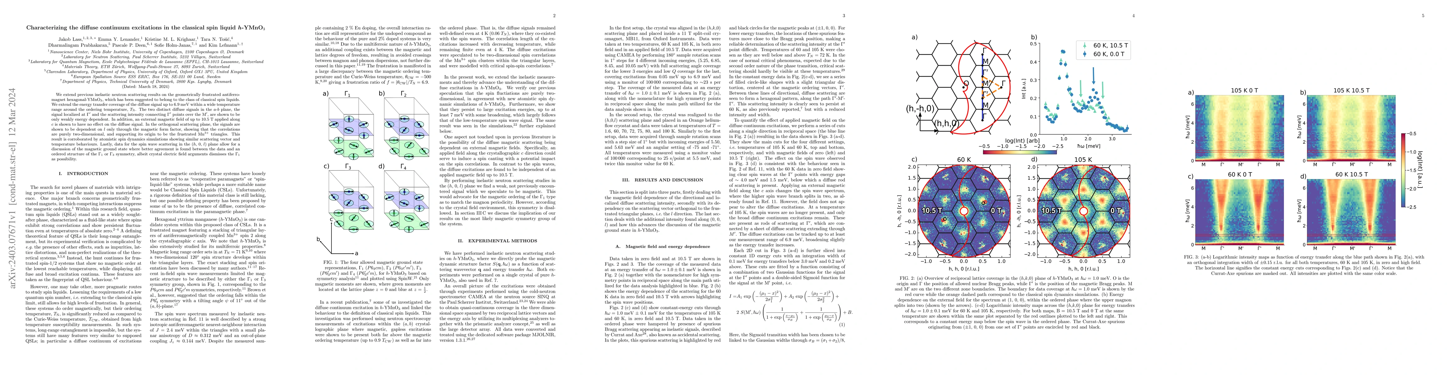 Thumbnail for Characterizing the diffuse continuum excitations in the classical spin
  liquid $h$-YMnO$_3$