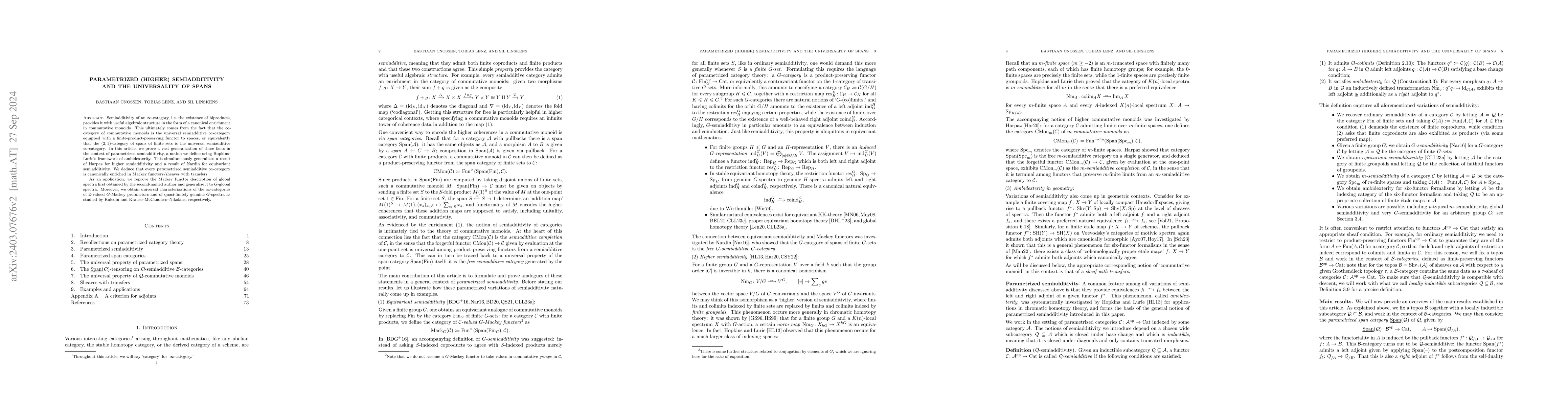 Thumbnail for Parametrized higher semiadditivity and the universality of spans