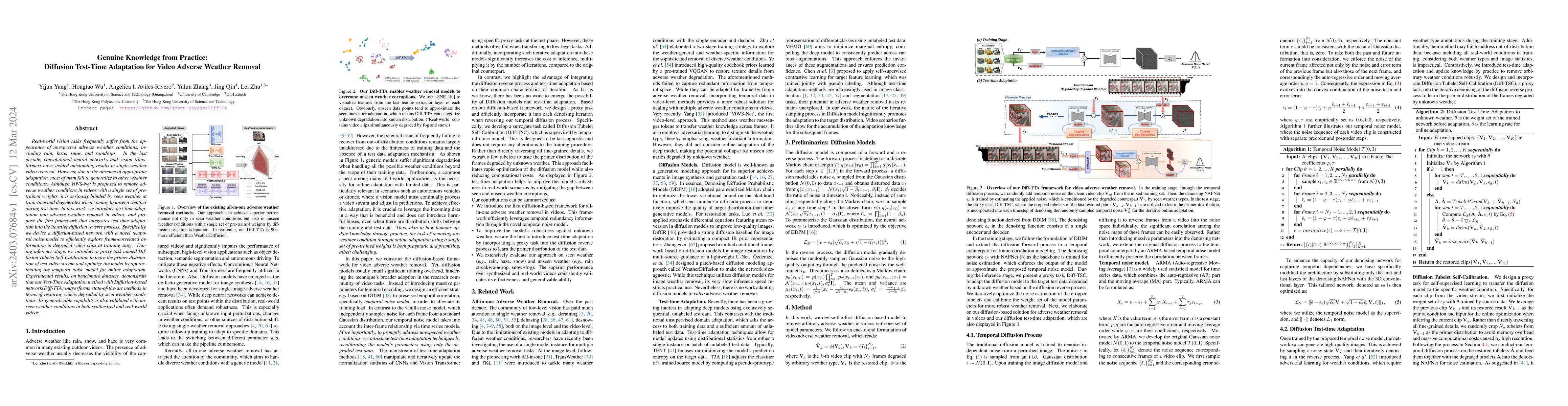 Thumbnail for Genuine Knowledge from Practice: Diffusion Test-Time Adaptation for
  Video Adverse Weather Removal