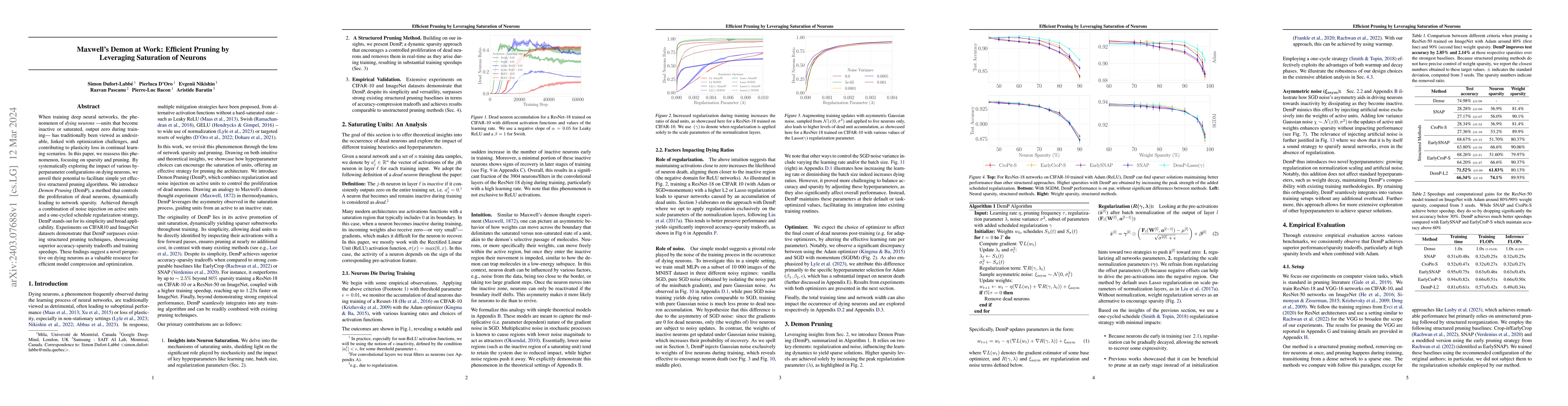 Thumbnail for Maxwell's Demon at Work: Efficient Pruning by Leveraging Saturation of
  Neurons