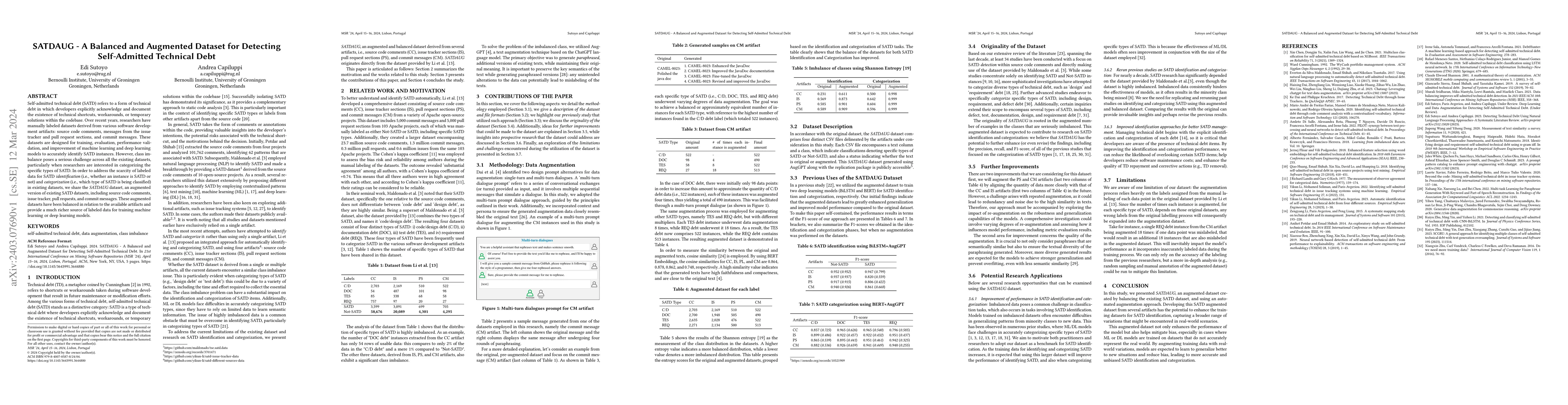 Thumbnail for SATDAUG -- A Balanced and Augmented Dataset for Detecting Self-Admitted
  Technical Debt