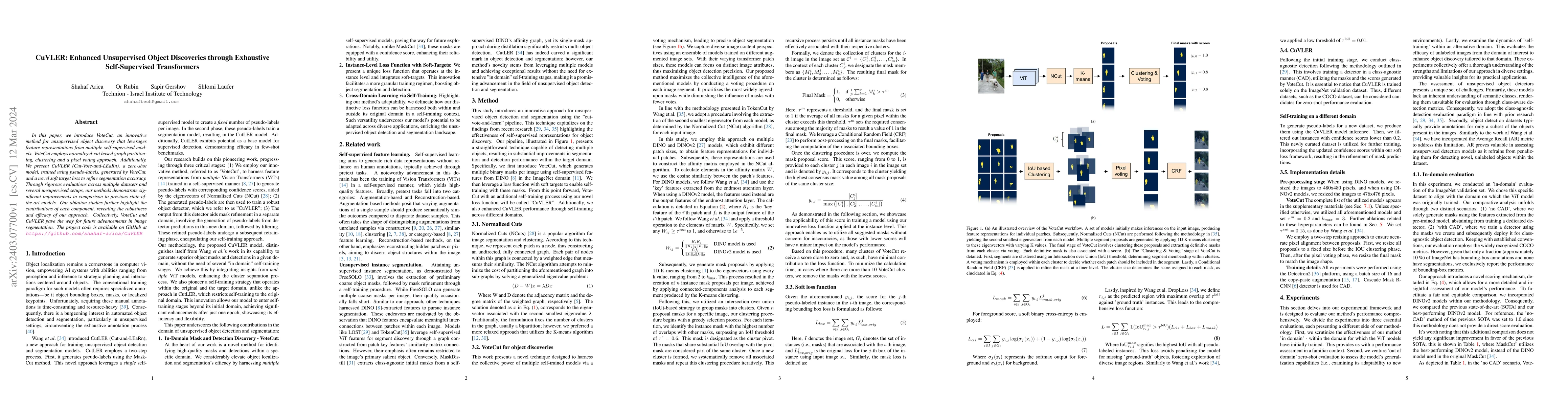 Thumbnail for CuVLER: Enhanced Unsupervised Object Discoveries through Exhaustive
  Self-Supervised Transformers