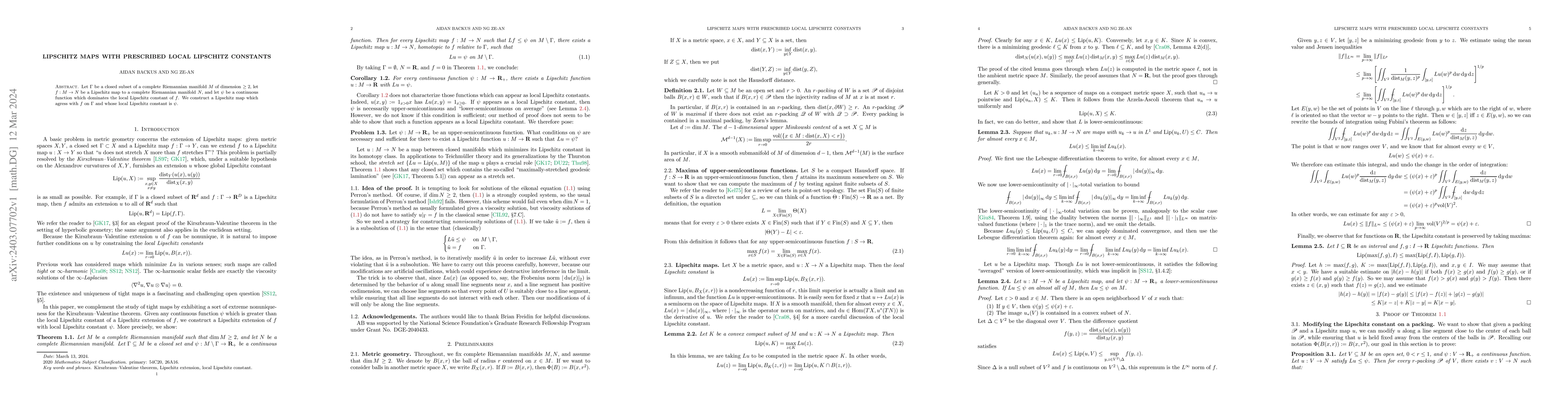 Thumbnail for Lipschitz maps with prescribed local Lipschitz constants