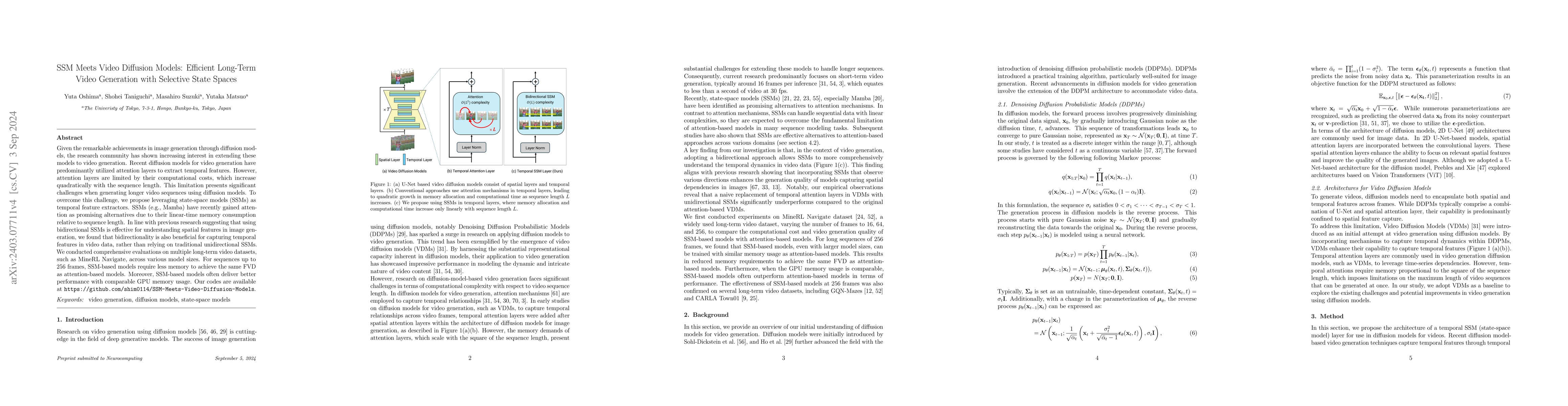 Thumbnail for SSM Meets Video Diffusion Models: Efficient Video Generation with
  Structured State Spaces
