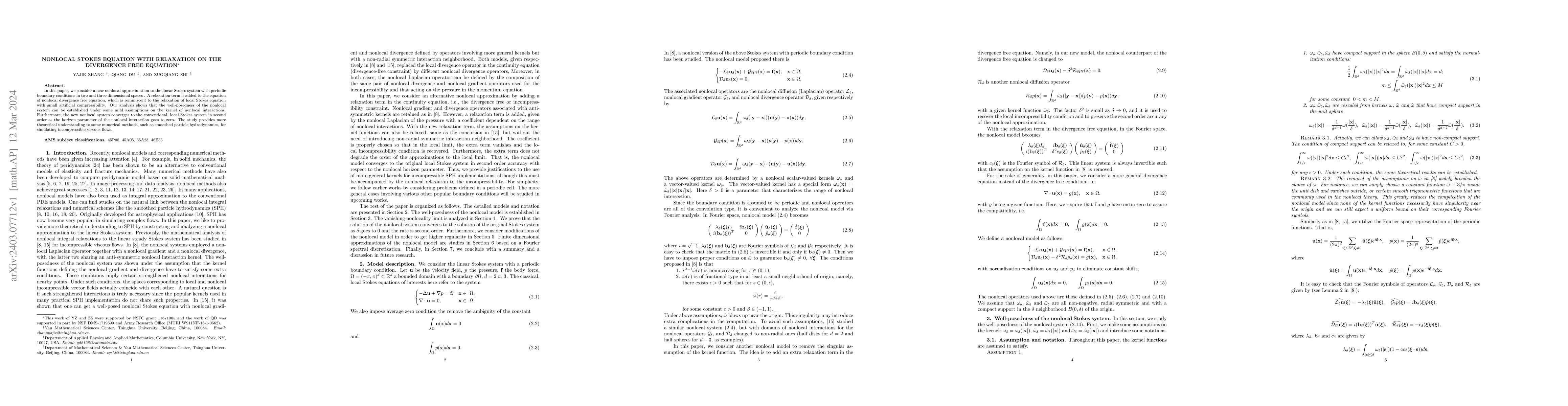 Thumbnail for Nonlocal Stokes equation with relaxation on the divergence free equation