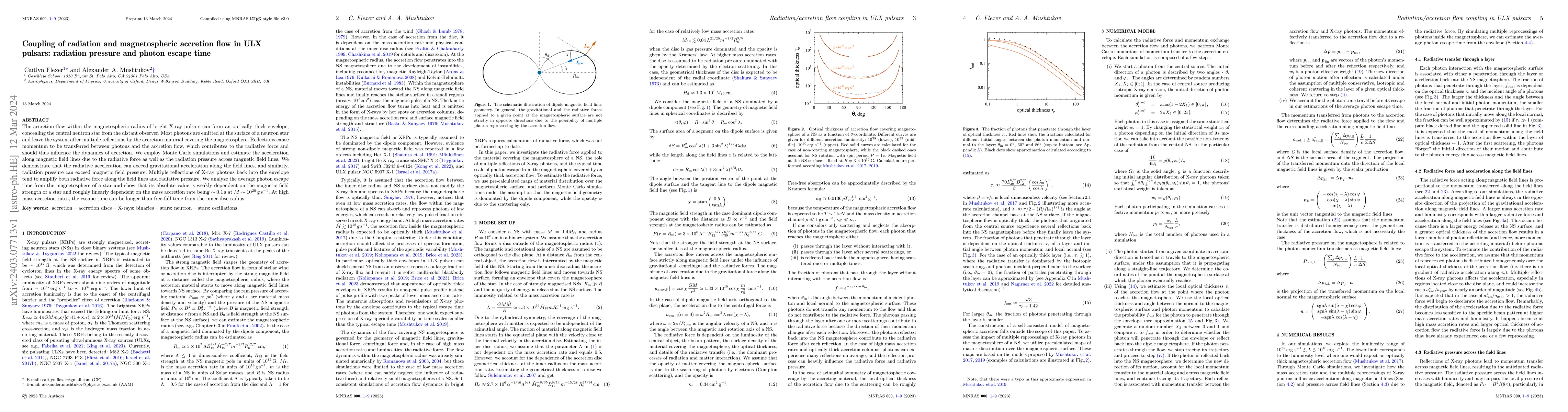Thumbnail for Coupling of radiation and magnetospheric accretion flow in ULX pulsars:
  radiation pressure and photon escape time