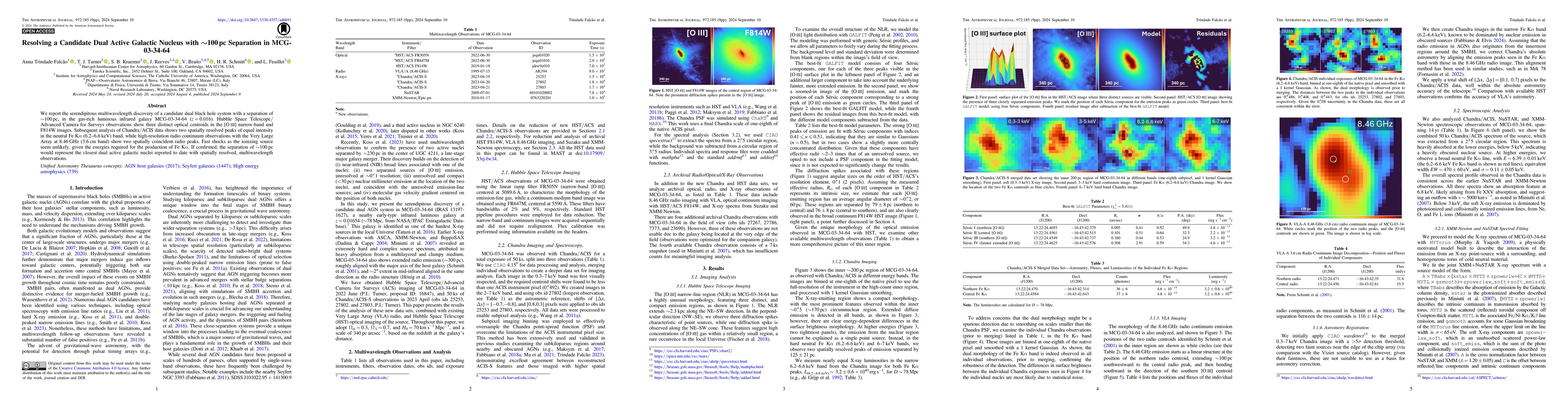 Thumbnail for Resolving Dual Active Galactic Nuclei with ~100 pc separation in
  MCG-03-34-64