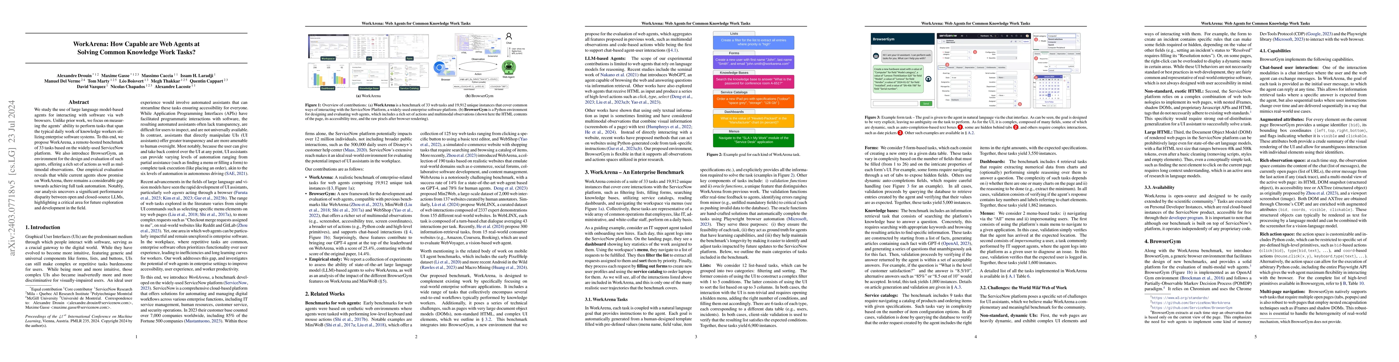 Thumbnail for WorkArena: How Capable Are Web Agents at Solving Common Knowledge Work
  Tasks?