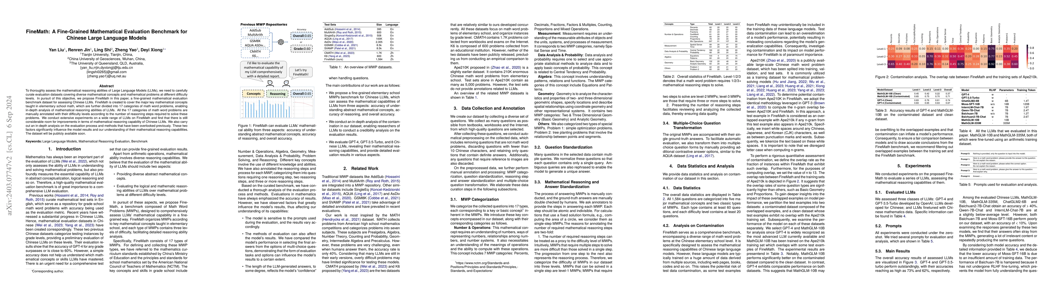 Thumbnail for FineMath: A Fine-Grained Mathematical Evaluation Benchmark for Chinese
  Large Language Models